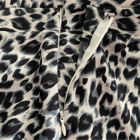 Salt + Soul Womens M Maxi Midi Skirt Gray Black White Leopard Animal Print Silky - Picture 5 of 7